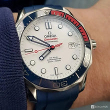  Bracelet caoutchouc pour OMEGA® Seamaster Diver 300M "Commander's Watch" Co-Axial 41mm bracelets en caoutchouc ZEALANDE Blue Brushed Classic