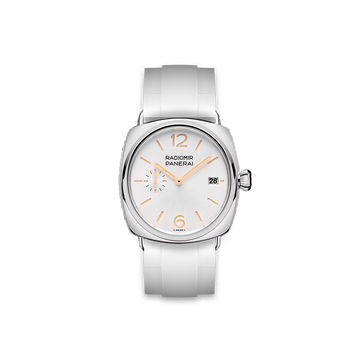 24mm Straight Rubber Strap For Panerai Radiomir Quaranta White