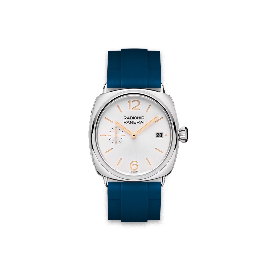 24mm Straight Rubber Strap For Panerai Radiomir Quaranta White