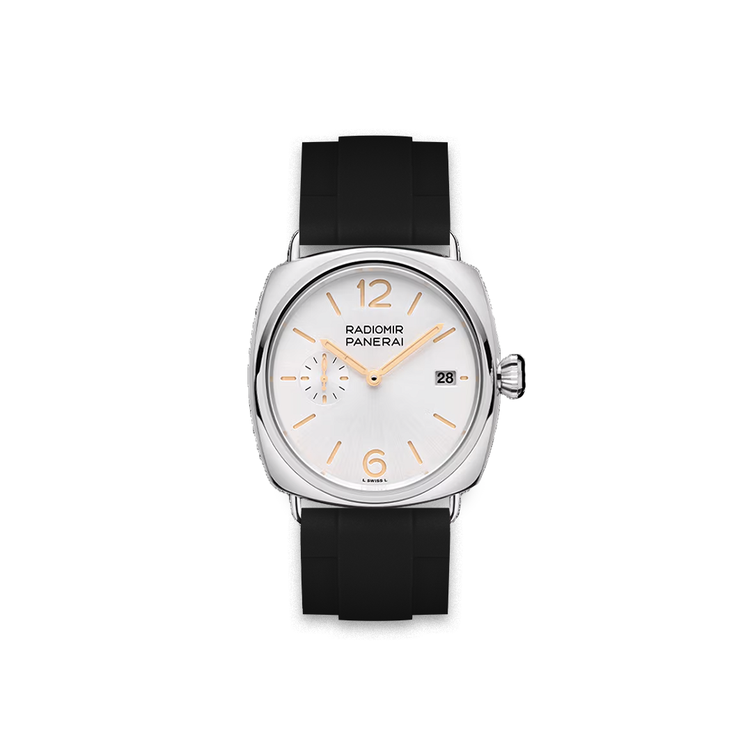 24mm Straight Rubber Strap For Panerai Radiomir Quaranta White