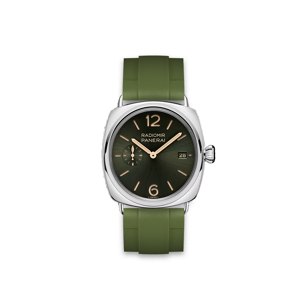 24mm Straight Rubber Strap For Panerai Radiomir Quaranta Green