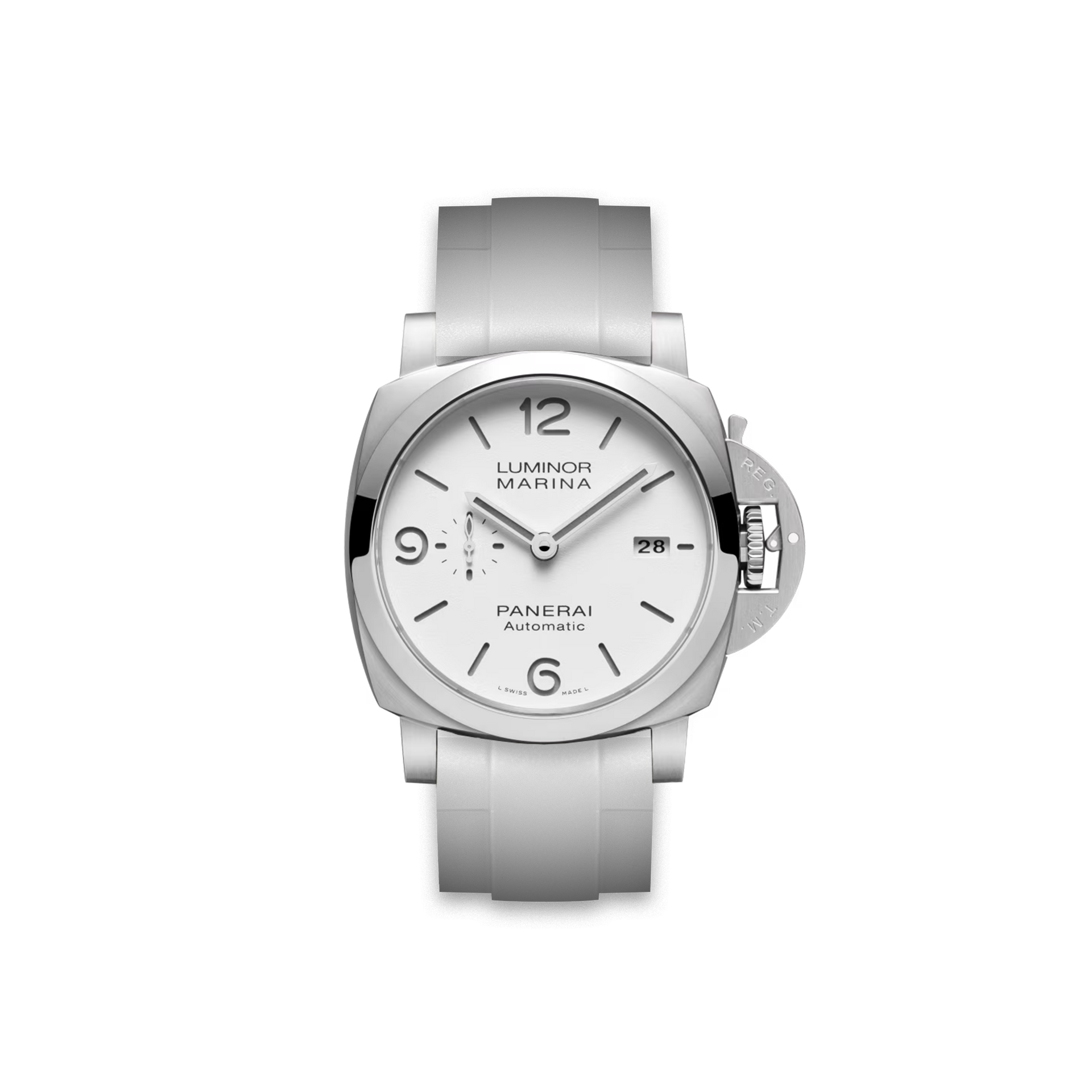 24mm Straight Rubber Strap For Panerai® Luminor Marina White Dial