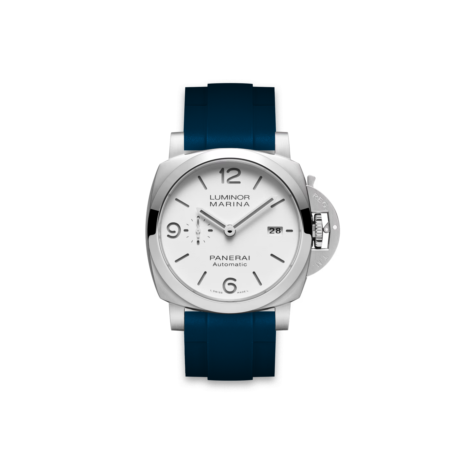 24mm Straight Rubber Strap For Panerai® Luminor Marina White Dial