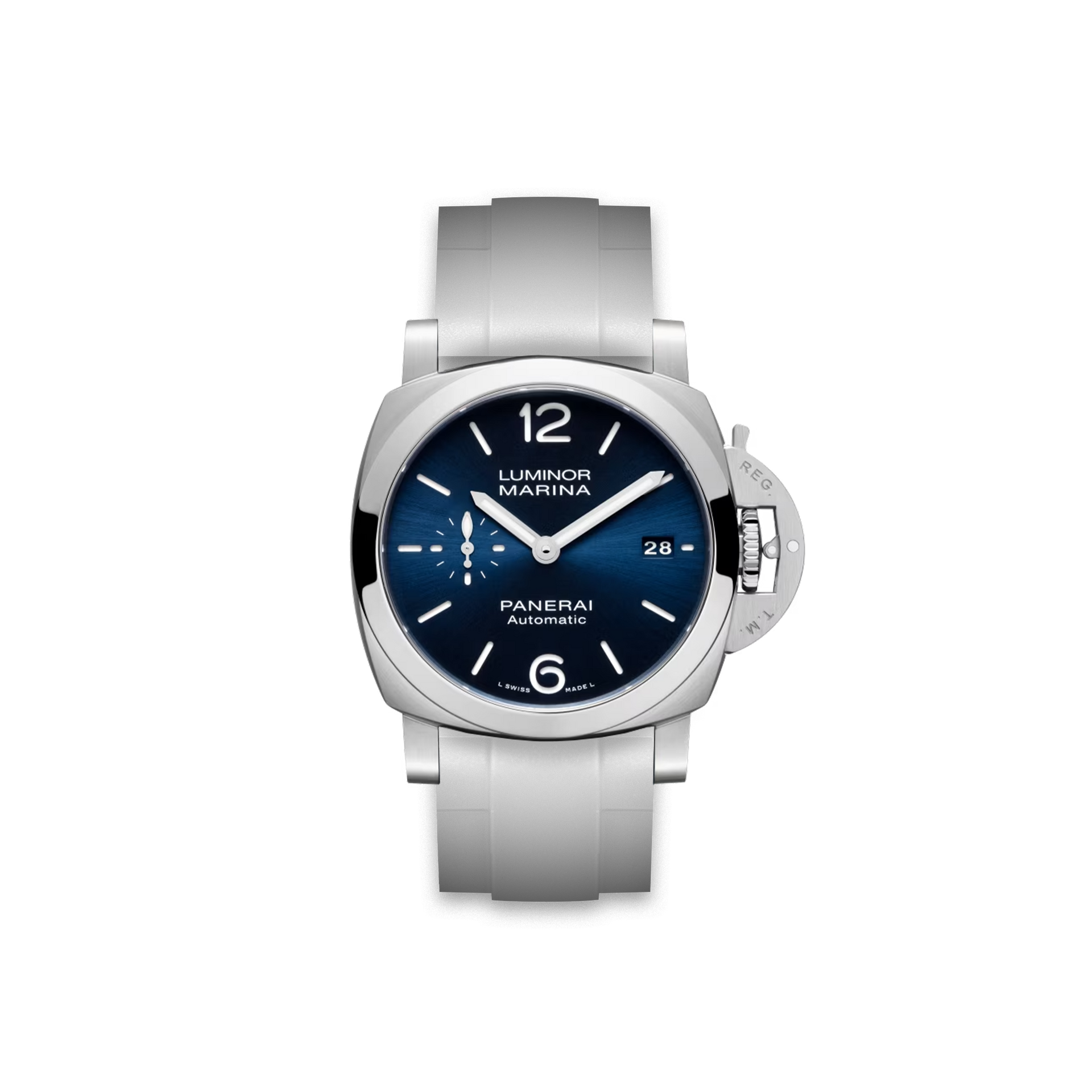 22mm Straight Rubber Strap For Panerai® Luminor Quaranta Blue Dial