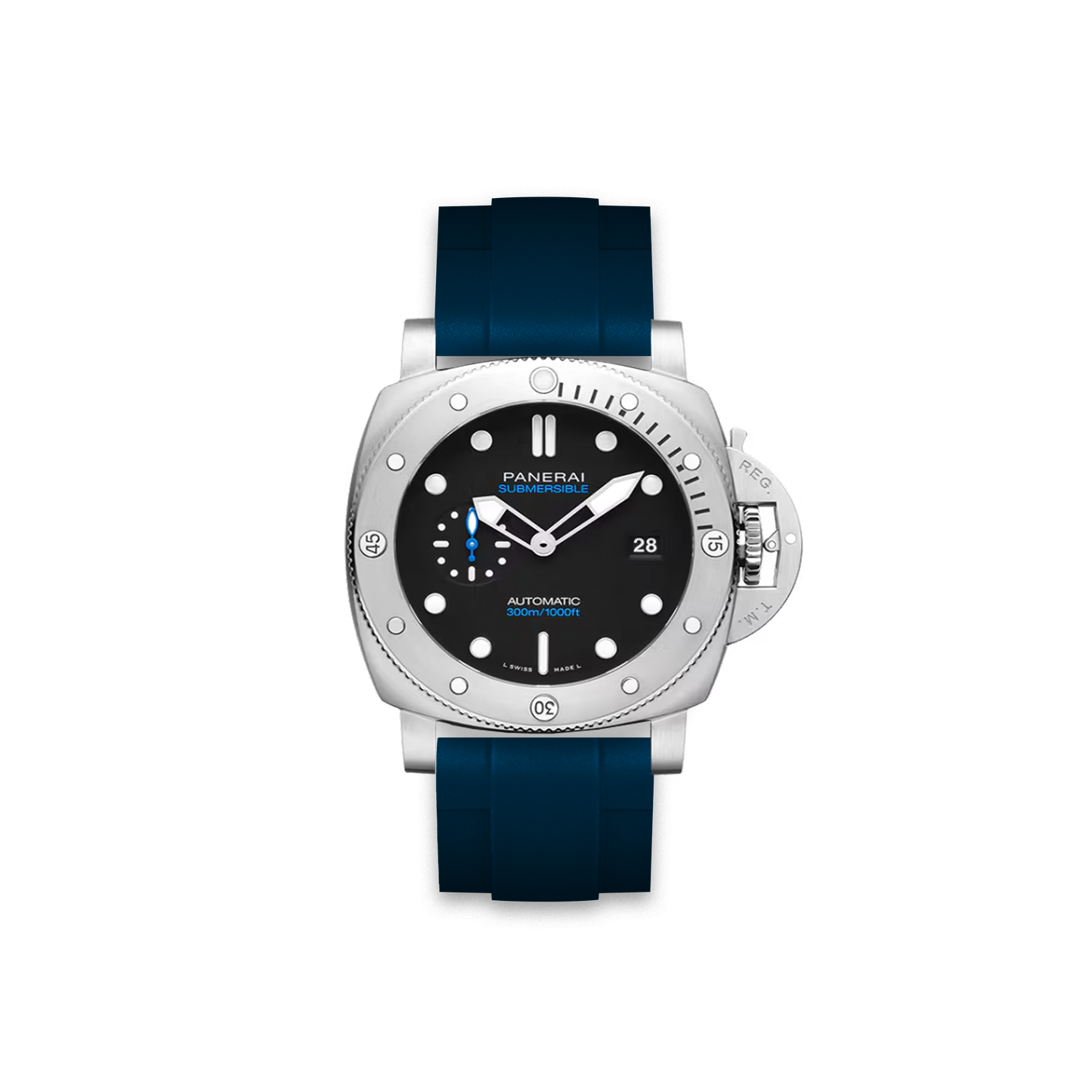 Straight Rubber Strap For Panerai® Submersible QuanrantaQuattro Black Dial