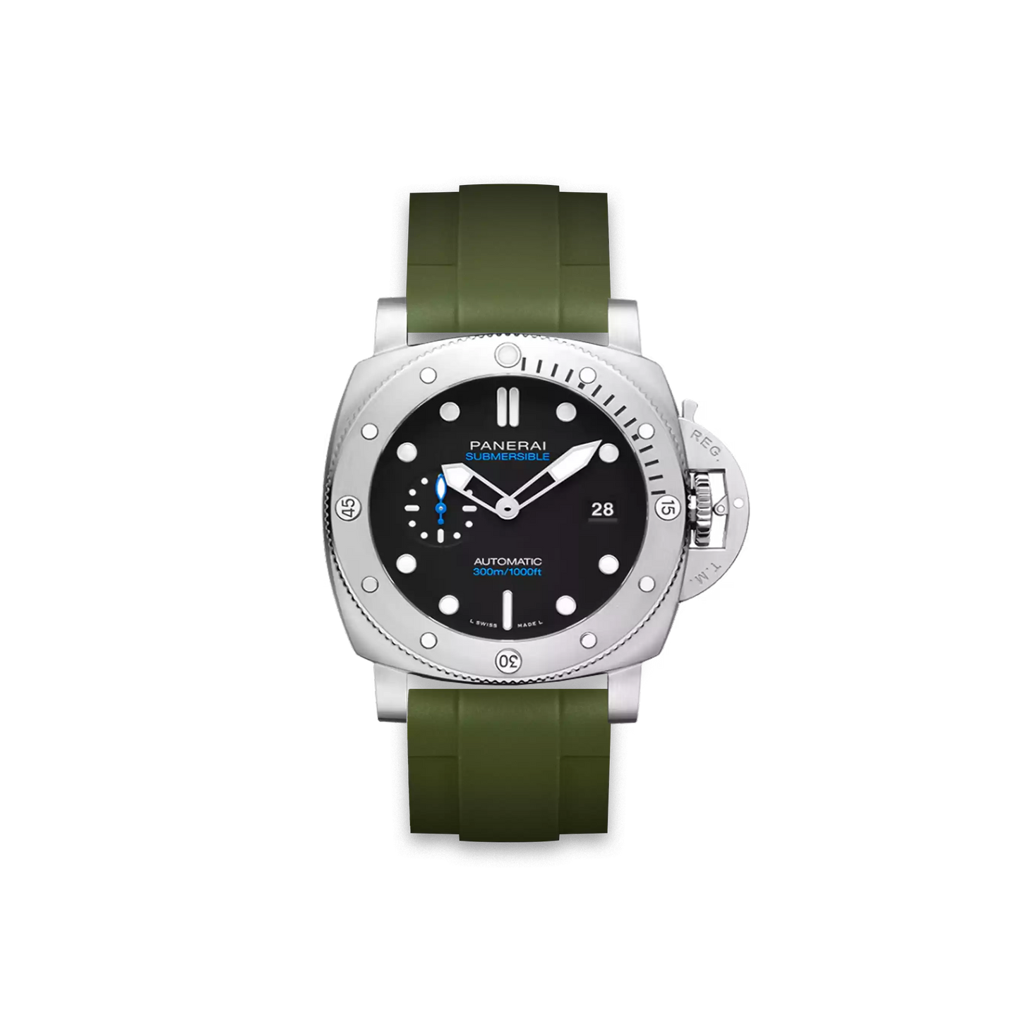 Straight Rubber Strap For Panerai® Submersible QuanrantaQuattro Black Dial