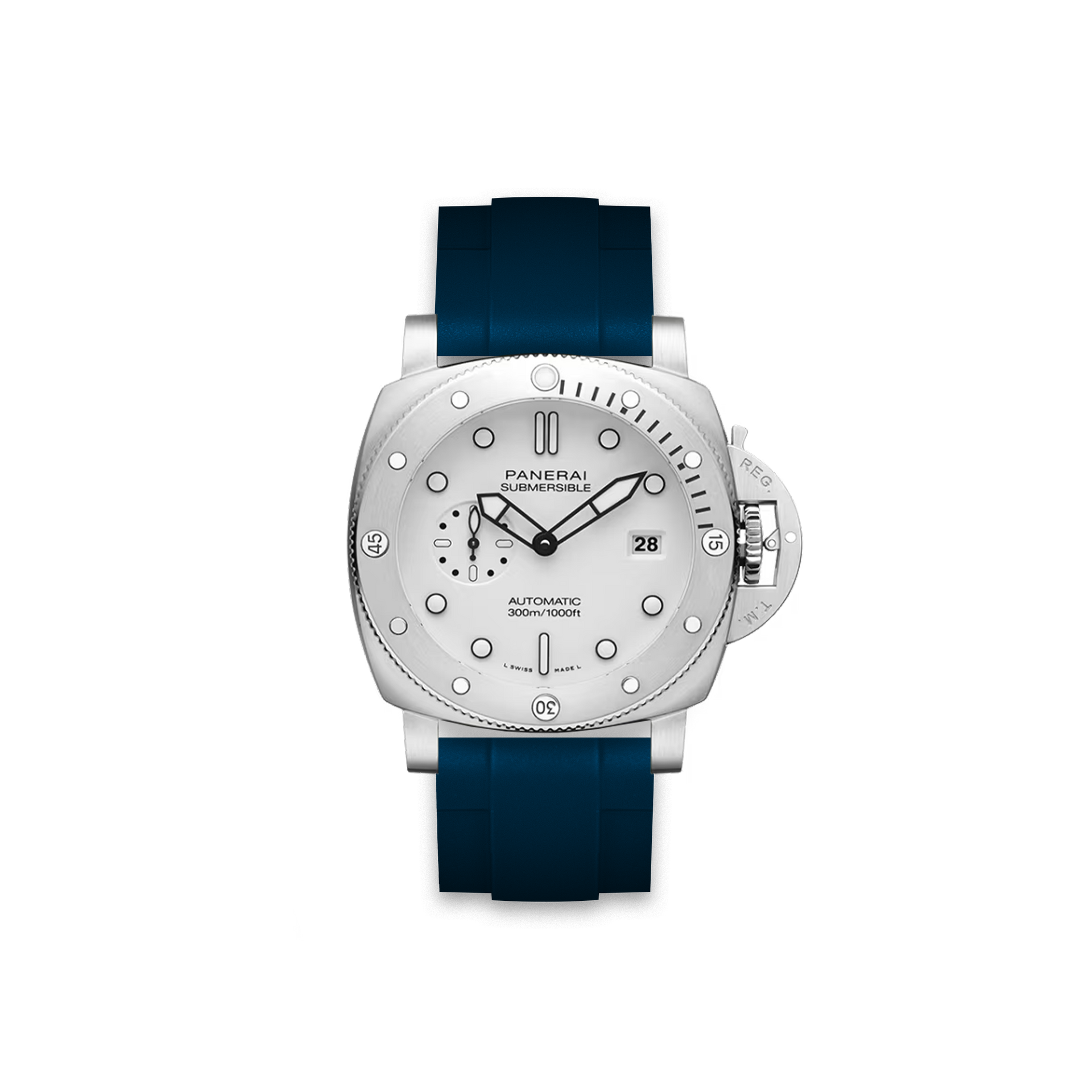 Straight Rubber Strap Panerai Submersible QuanrantaQuattro White