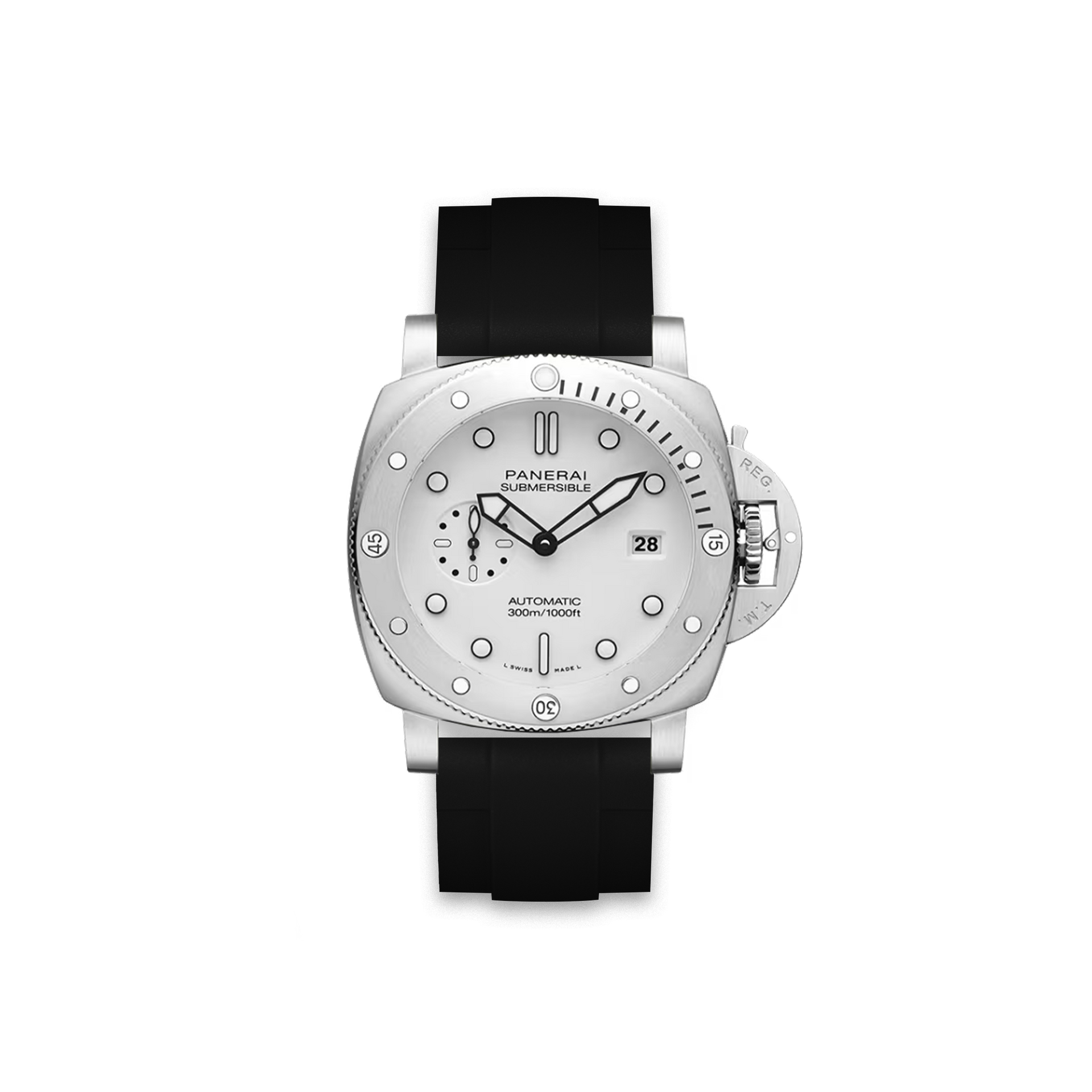 Straight Rubber Strap Panerai Submersible QuanrantaQuattro White
