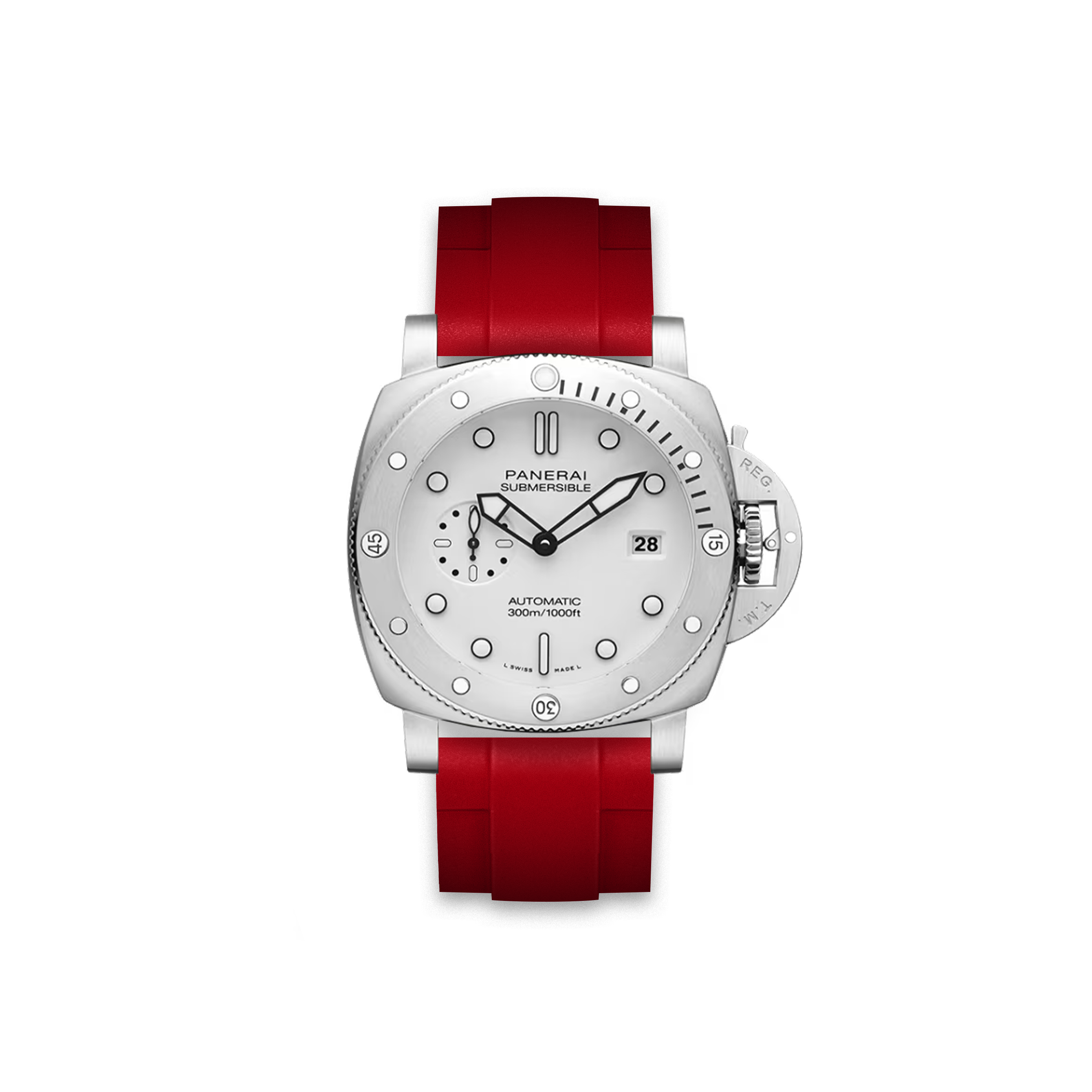 Straight Rubber Strap Panerai Submersible QuanrantaQuattro White Straight Rubber Strap Panerai Submersible QuanrantaQuattro White