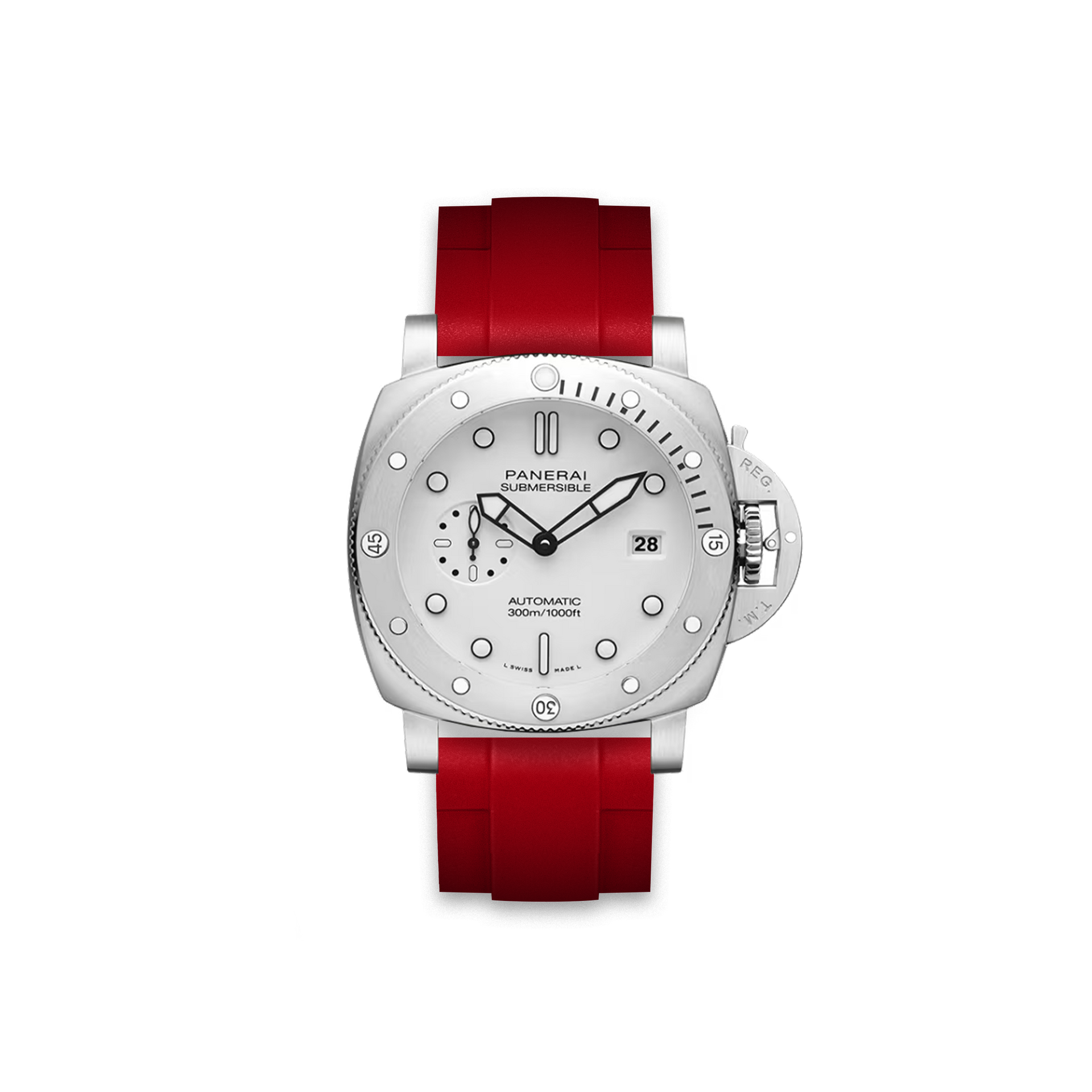 Straight Rubber Strap Panerai Submersible QuanrantaQuattro White