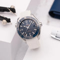 Rubber Strap for OMEGA® Seamaster Planet Ocean 600M Co-Axial 43,5mm Blue Rubber Straps ZEALANDE White Brushed 