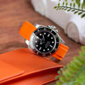 Rubber Strap for ROLEX® Submariner Without Date (6 Digits until August 2020) Rubber Straps with tang buckle ZEALANDE Orange Brushed Classic