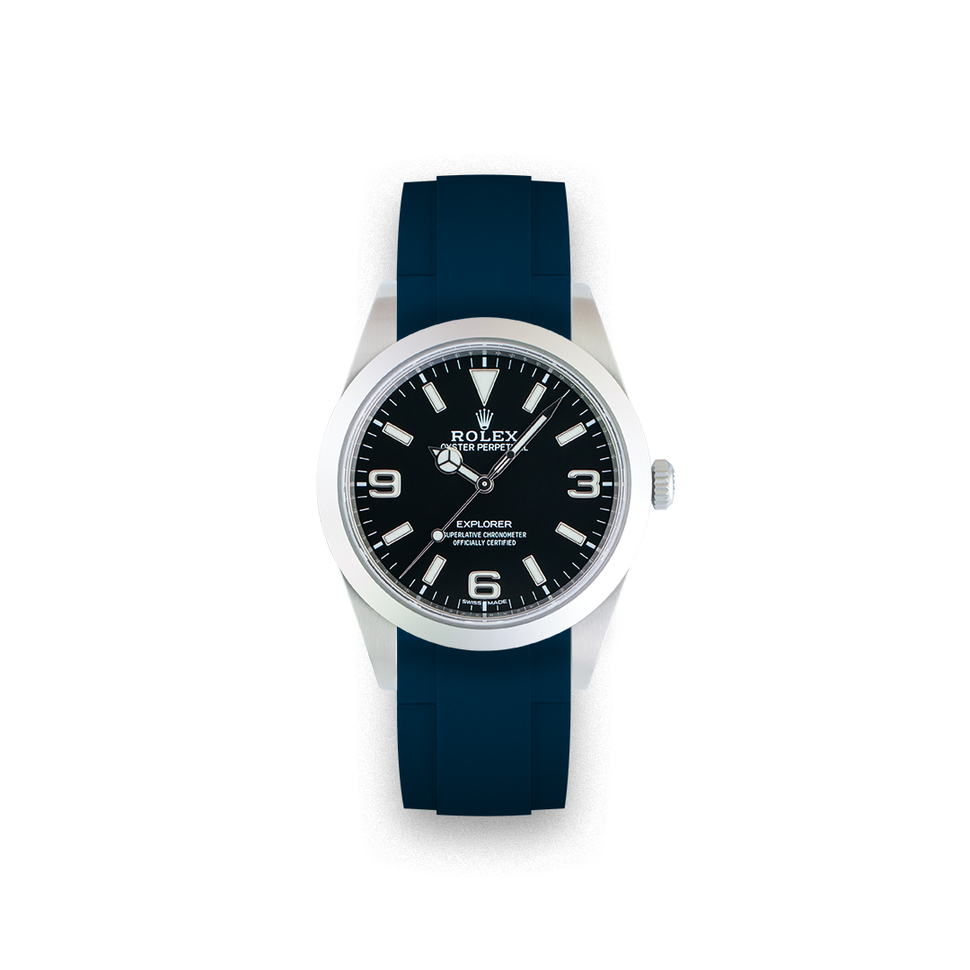 Rubber Strap for Rolex Explorer 1 39mm 214270 for Deployant Buckle
