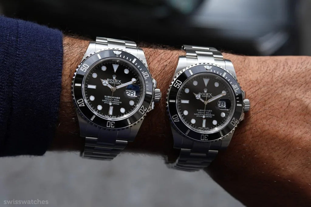 double rolex submariner black dial 41mm on wrist