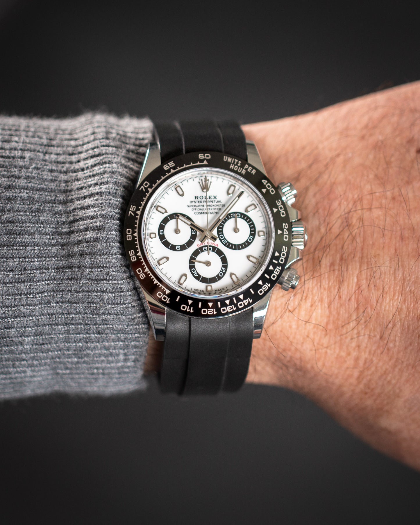 Rolex GMT Daytona on black rubber strap