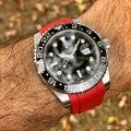 bracelet en caoutchouc pour ROLEX® GMT (6 chiffres) Pour boucle déployante bracelets en caoutchouc avec boucle déployante ZEALANDE Red 4 Links & 4 Links 