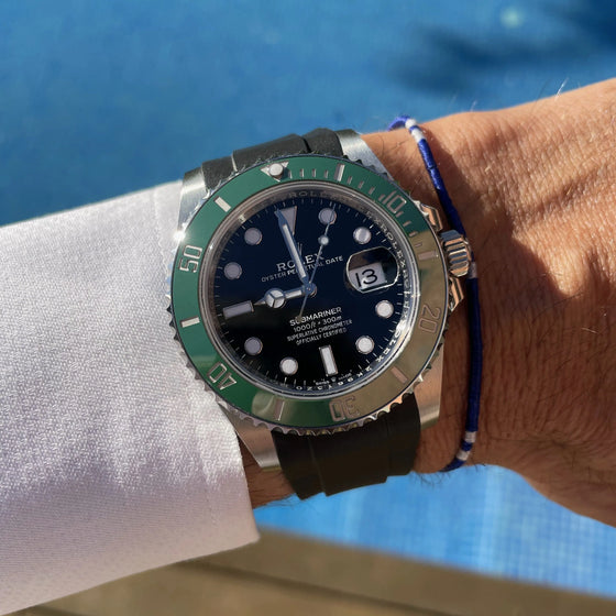 Bracelet caoutchouc pour ROLEX® Submariner avec date "Starbucks" en 41mm (depuis septembre 2020) bracelets en caoutchouc avec boucle ardillon ZEALANDE Black Brushed Classic