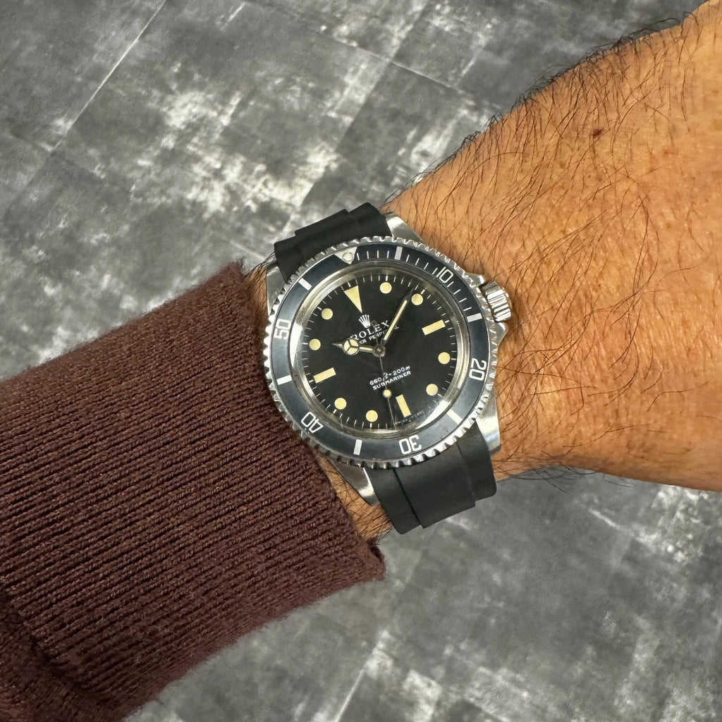 Submariner black leather strap clearance