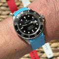 Rubber Strap for ROLEX® Submariner With Date (5 DIGITS) Rubber Straps with tang buckle ZEALANDE Miami Blue Brushed Classic