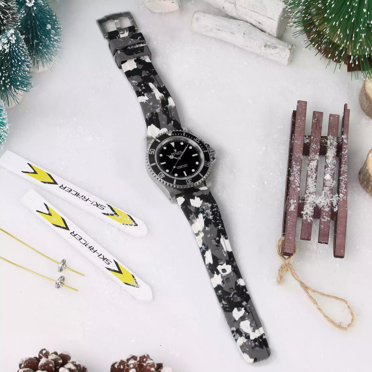 20mm Straight Rubber Strap For Rolex® Rubber Straps ZEALANDE Winter Camo'Z Brushed Classic