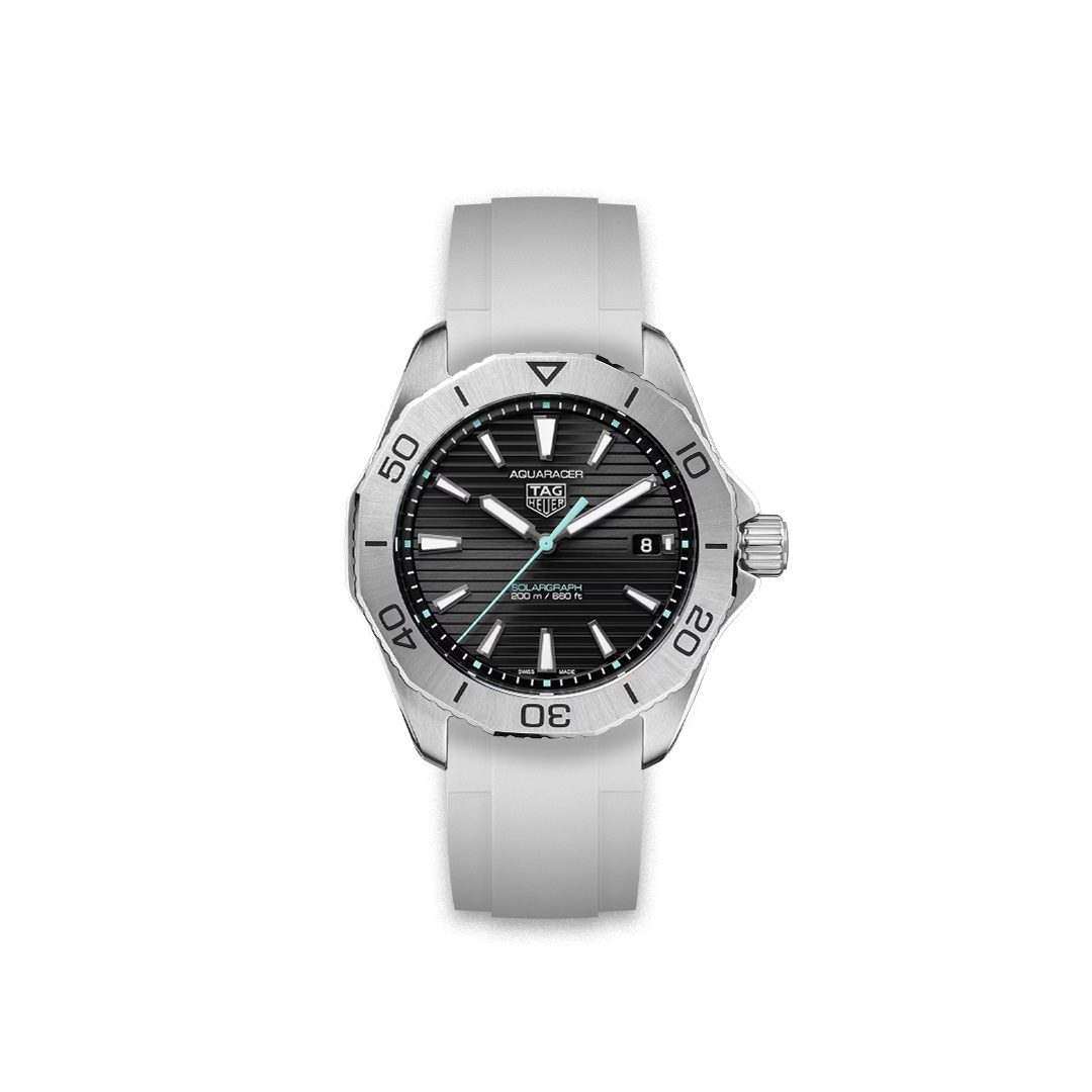 Rubber Strap Tag Heuer Aquaracer Pro 200 Solargraph Black WBP1114