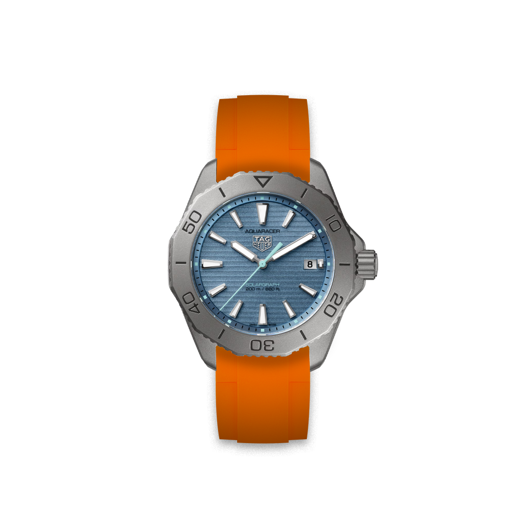 Rubber Strap Tag Heuer Aquaracer Pro 200 Solargraph Polar Light