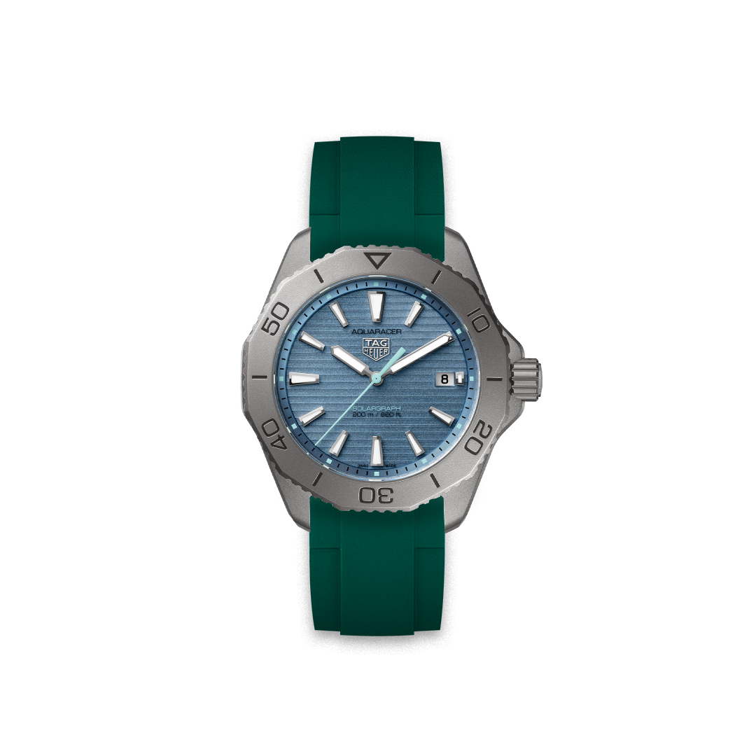 Rubber Strap Tag Heuer Aquaracer Pro 200 Solargraph Polar Light