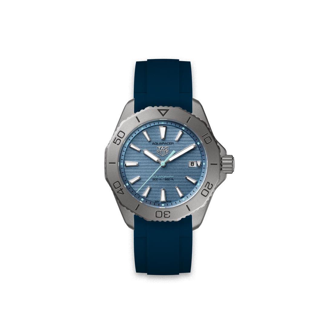 Rubber Strap Tag Heuer Aquaracer Pro 200 Solargraph Polar Light