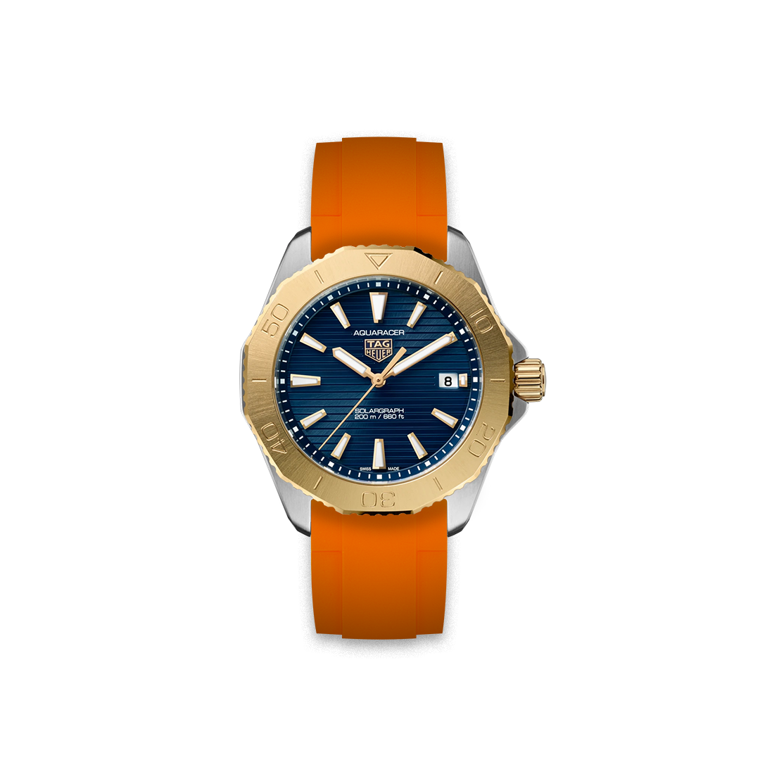 Rubber Strap Tag Heuer Aquaracer Pro 200 Solargraph Blue and