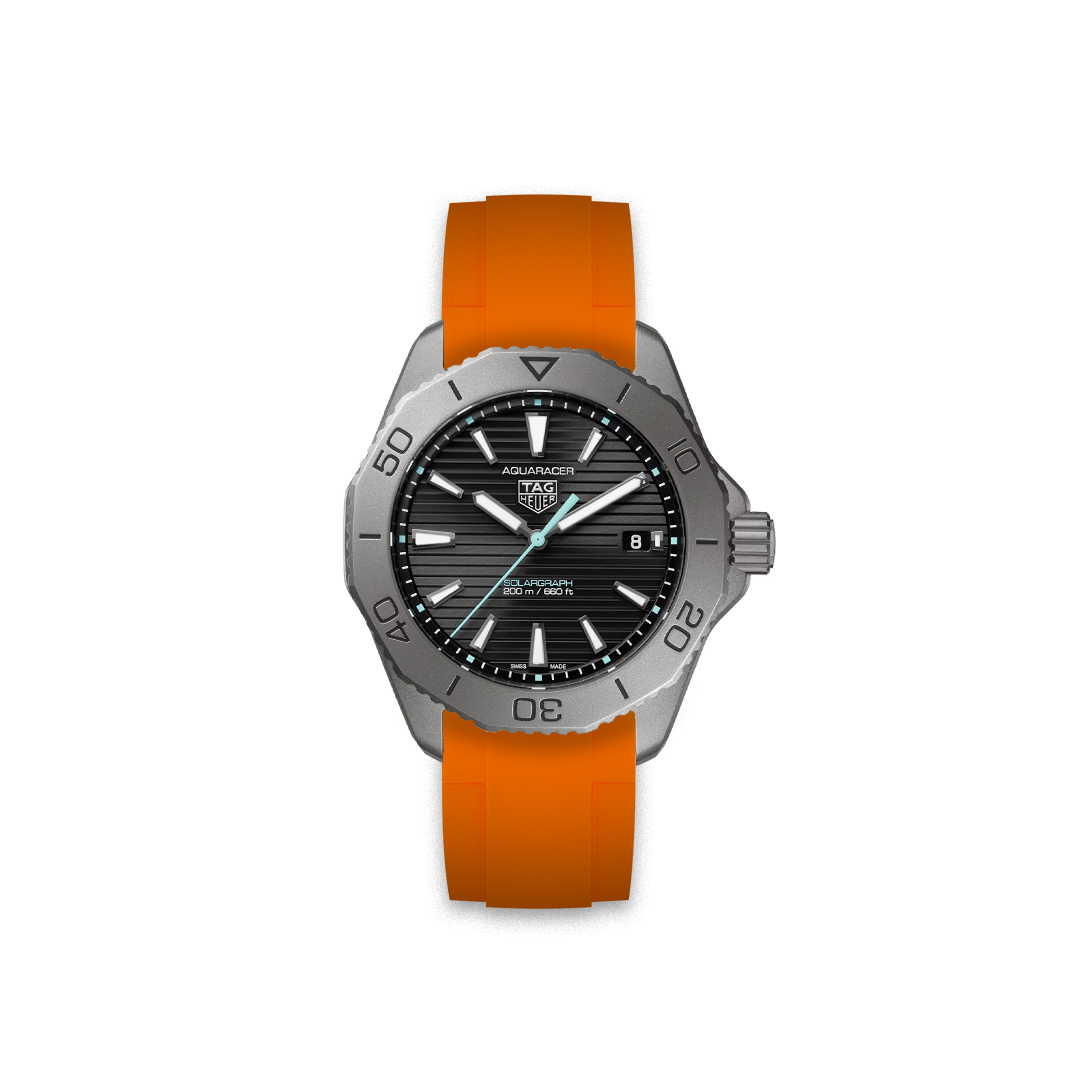 Rubber Strap Tag Heuer Aquaracer Pro 200 Solargraph Black Titane