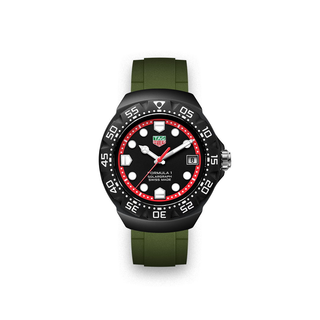 Straight Rubber Strap for Tag Heuer® Formula 1 Solargraph Black
