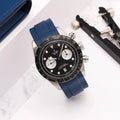 bracelet en caoutchouc pour Tudor BLACK BAY Chronographe Cadran noir bracelets en caoutchouc ZEALANDE Bleu Brossé 