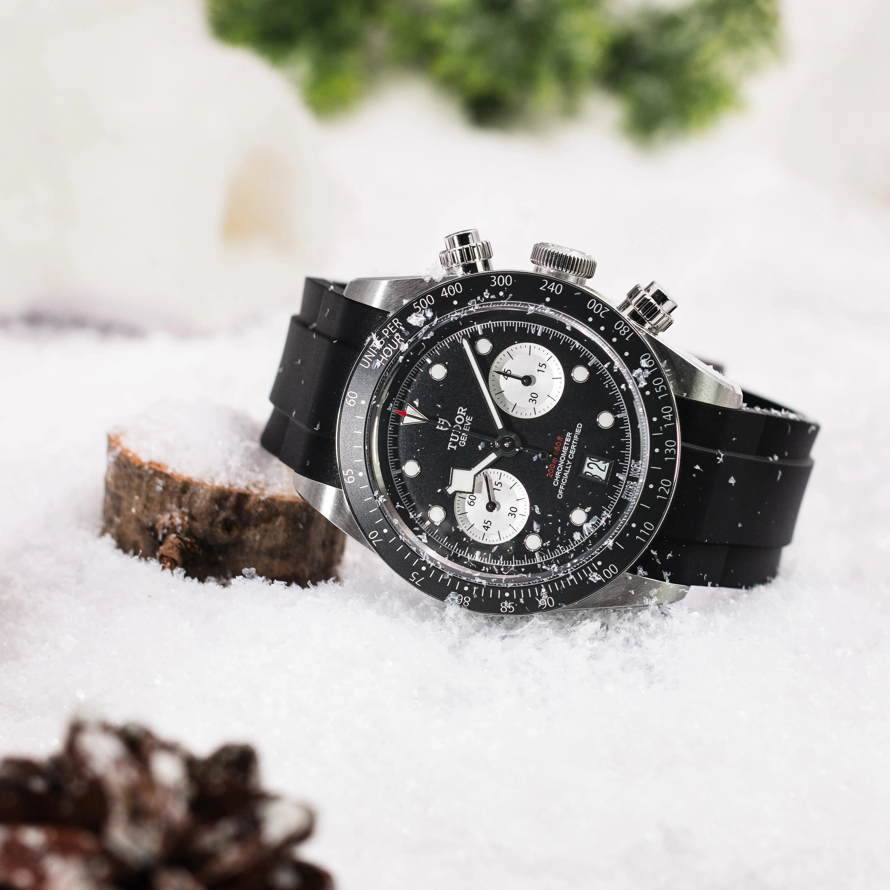 Rubber Strap for Tudor BLACK BAY Chronograph Black Dial