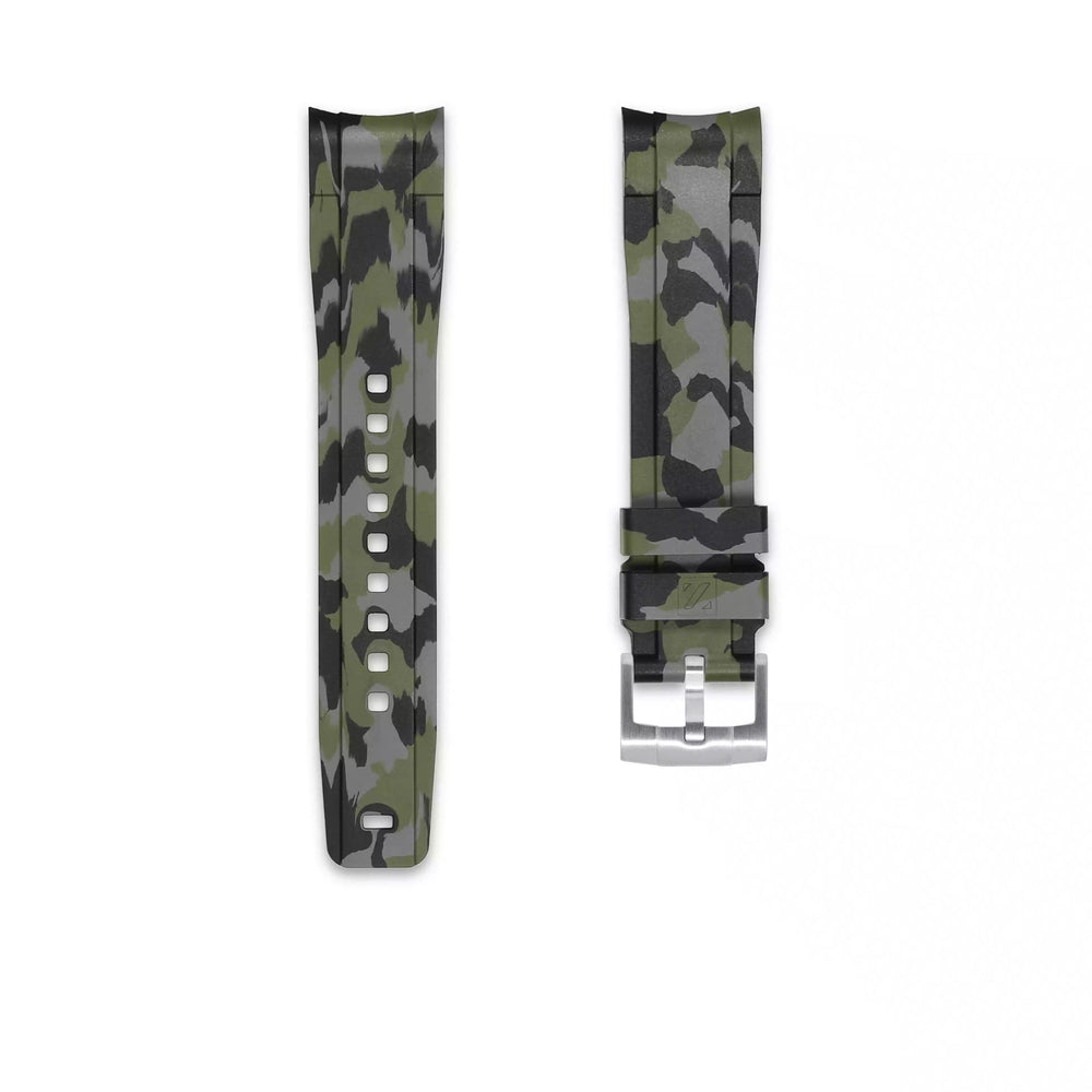 
                  
                    Rubber Strap for OMEGA® Seamaster Diver 300M "Apnea" White Rubber Straps ZEALANDE Forest Camo'Z Brushed Classic
                  
                