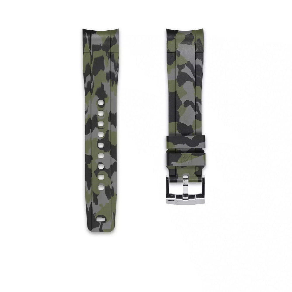 
                  
                    Rubber Strap for OMEGA® Seamaster Diver 300M Chronograph 41,5mm Rubber Straps ZEALANDE Forest Camo'Z Polished Classic
                  
                