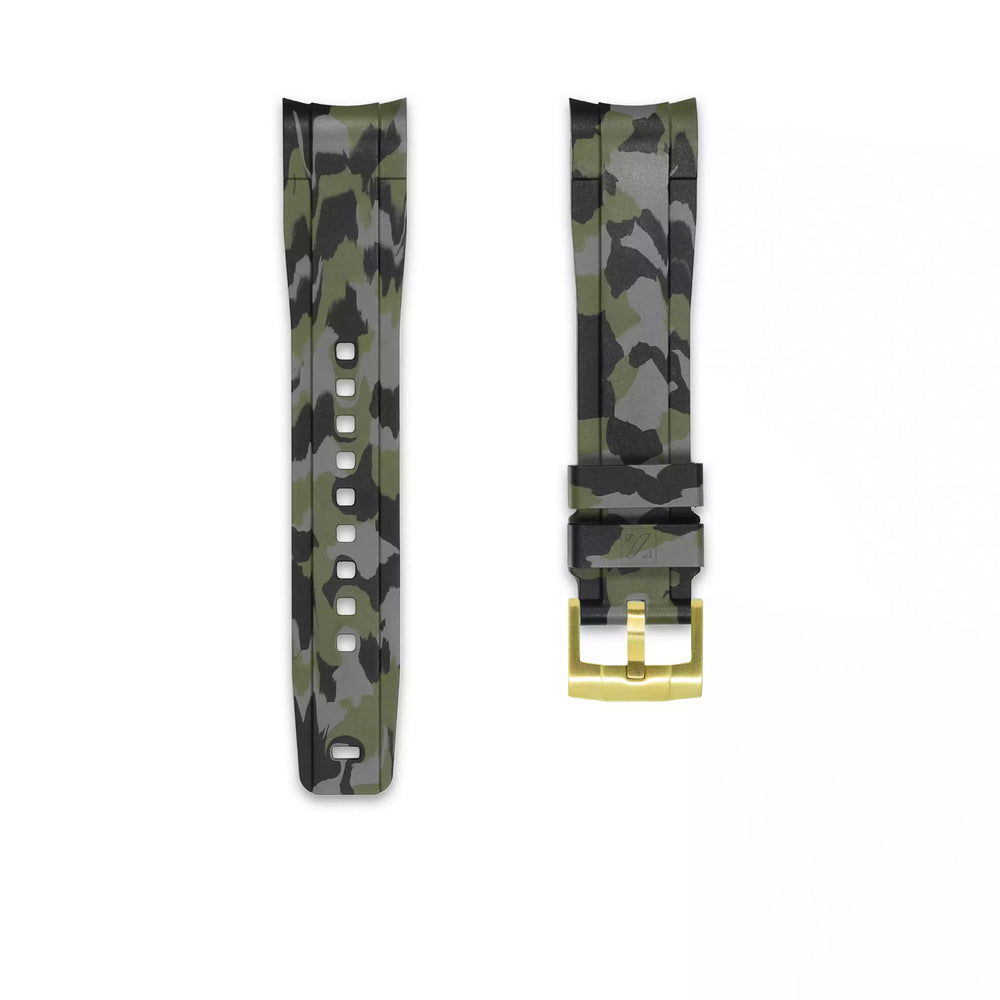 
                  
                    Rubber Strap for OMEGA® Seamaster Diver 300M Chronograph 41,5mm Rubber Straps ZEALANDE Forest Camo'Z Gold Classic
                  
                