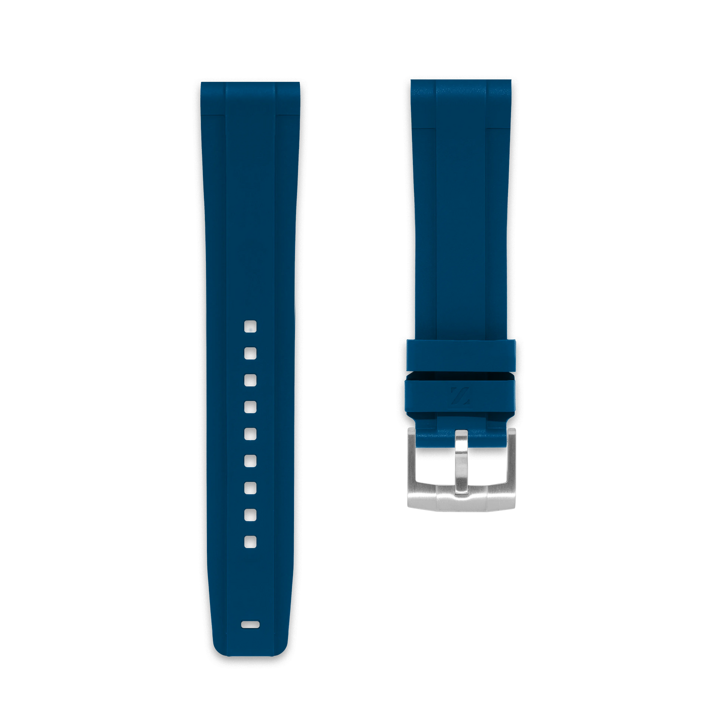 22mm Straight Rubber Strap for Omega Rubber Straps ZEALANDE Blue Brushed Large