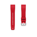 Gerade Kautschukarmband für ROLEX® DateJust (4&5 Ziffern) Kautschukarmbänder mit Dornschließe ZEALANDE Rot Gebürstet Klassisch