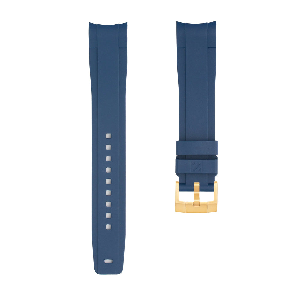 
                  
                    Rubber Strap for ROLEX® Submariner With Date "Starbucks" in 41mm (since sptember 2020) Rubber Straps with tang buckle ZEALANDE Blue Gold Large
                  
                