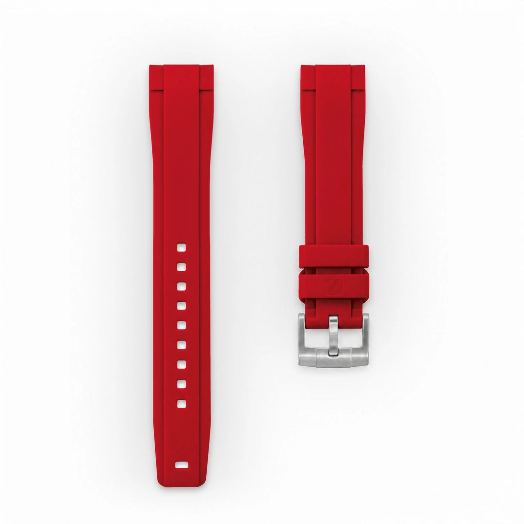 ZEALANDE 20mm straight rubber strap Red, Brushed tang buckle, Large