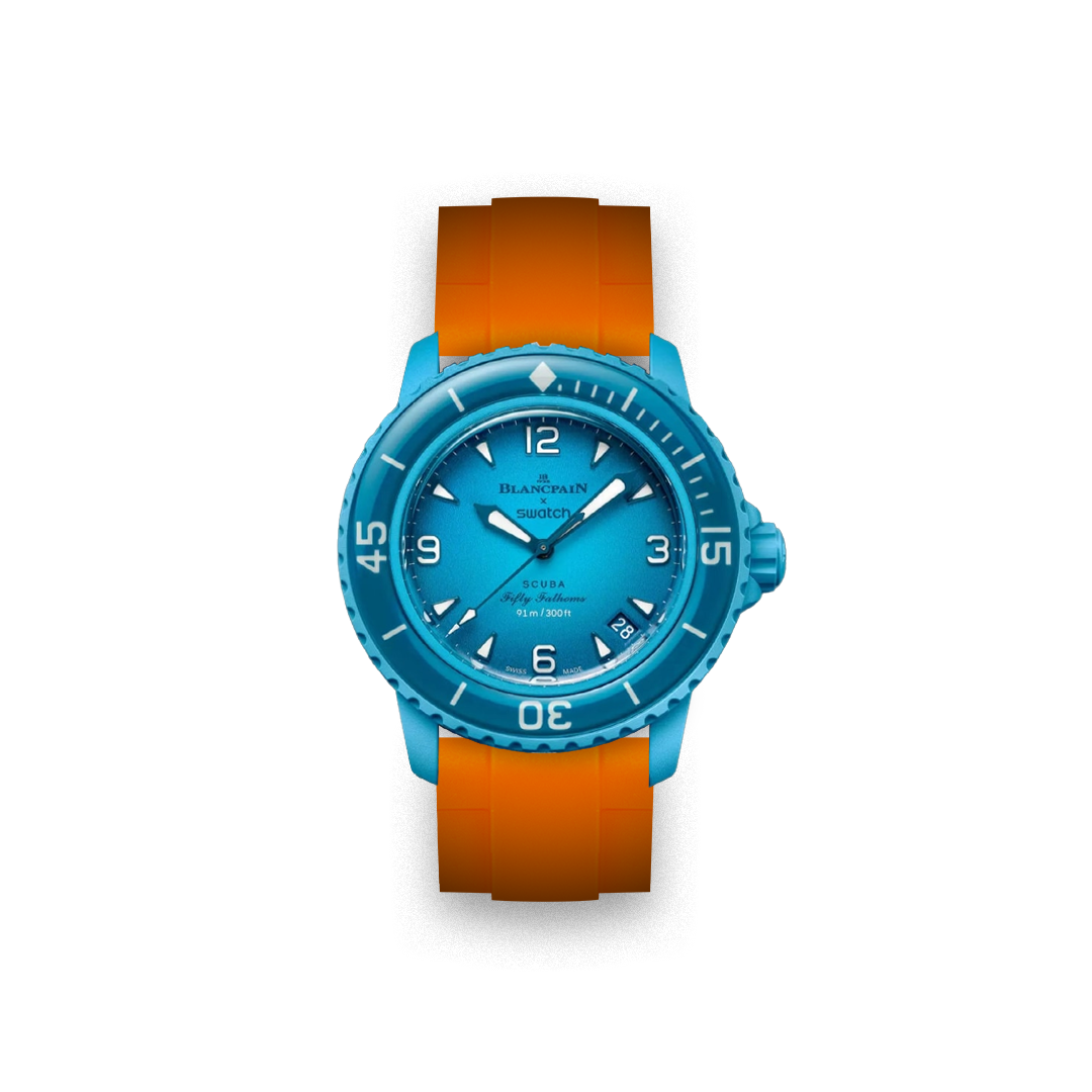 Rubber Strap for Swatch X Blancpain Fifty Fathoms BLUE LAGOON