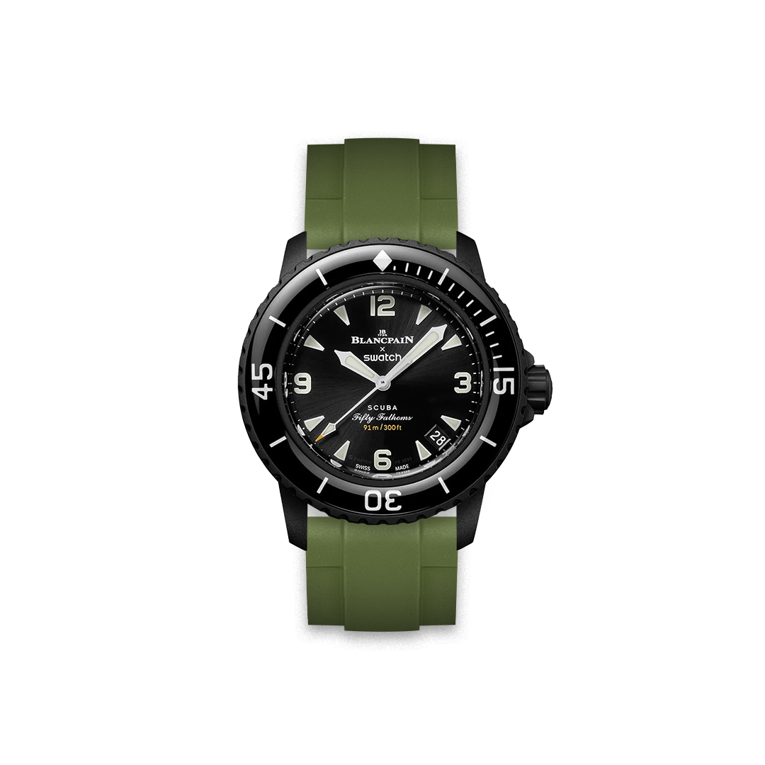 ブランパン×スウォッチOCEAN OF STORMS 社外ラバーベルト付き完品 Rubber Strap for Swatch X Blancpain Fifty Fathoms Ocean of Storms