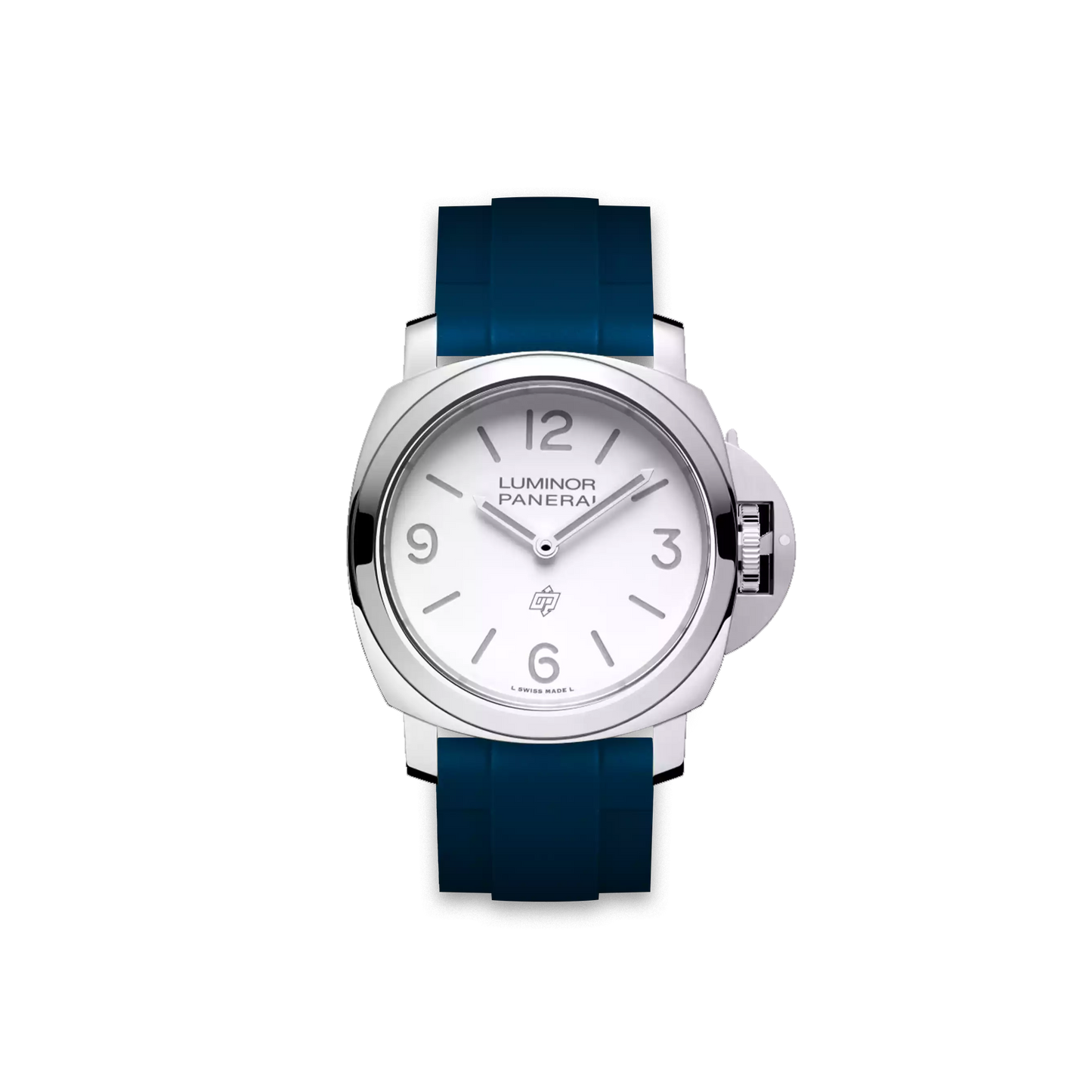 Straight Rubber Strap For Panerai® Luminor Base Logo White