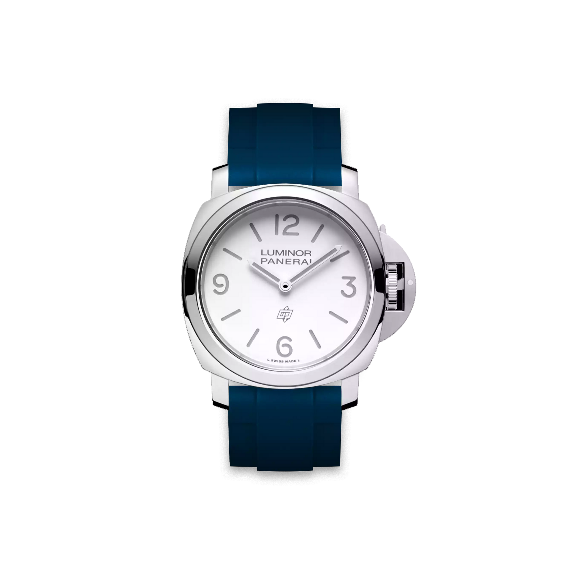 24mm Straight Rubber Strap For Panerai® Luminor Base Logo White