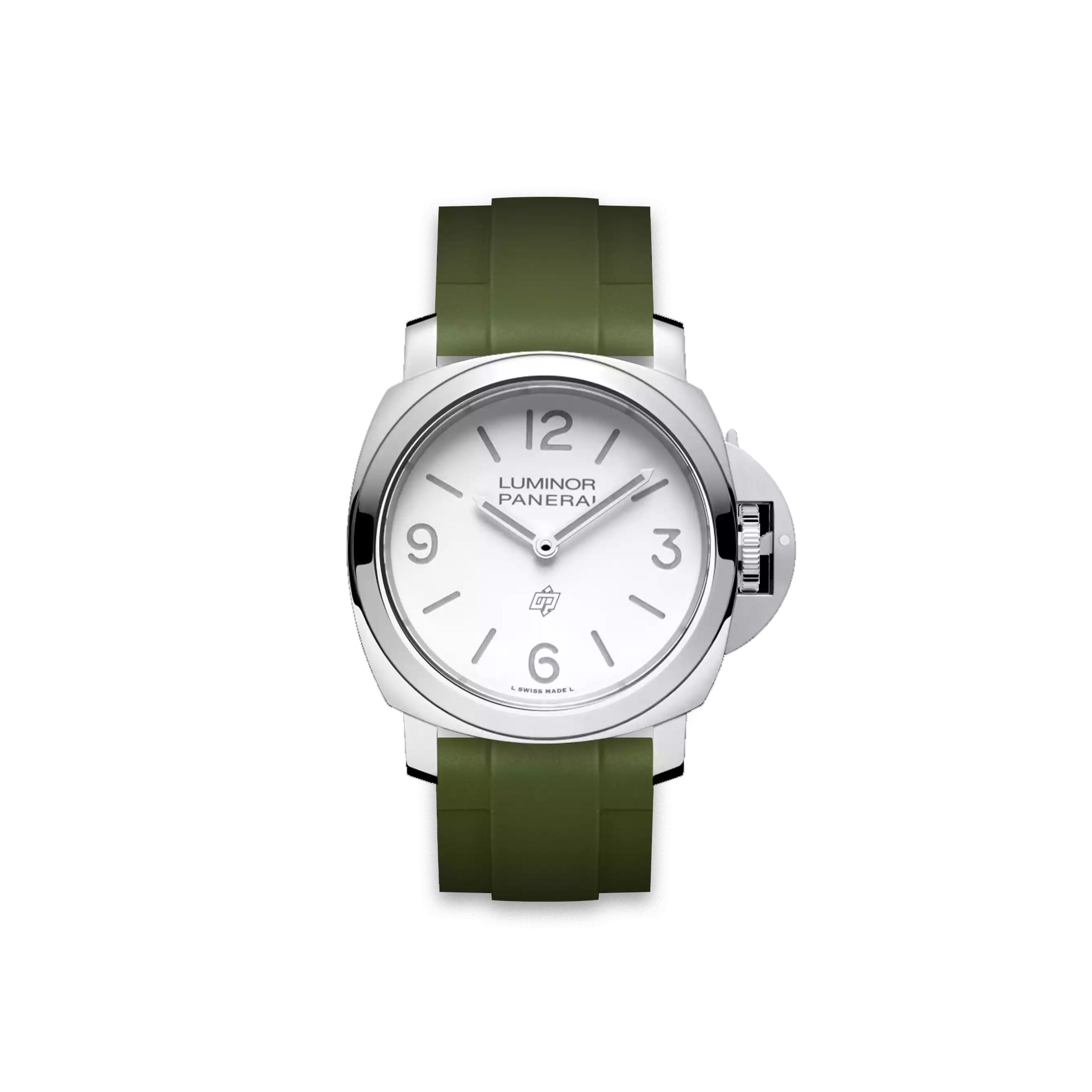 24mm Straight Rubber Strap For Panerai® Luminor Base Logo White