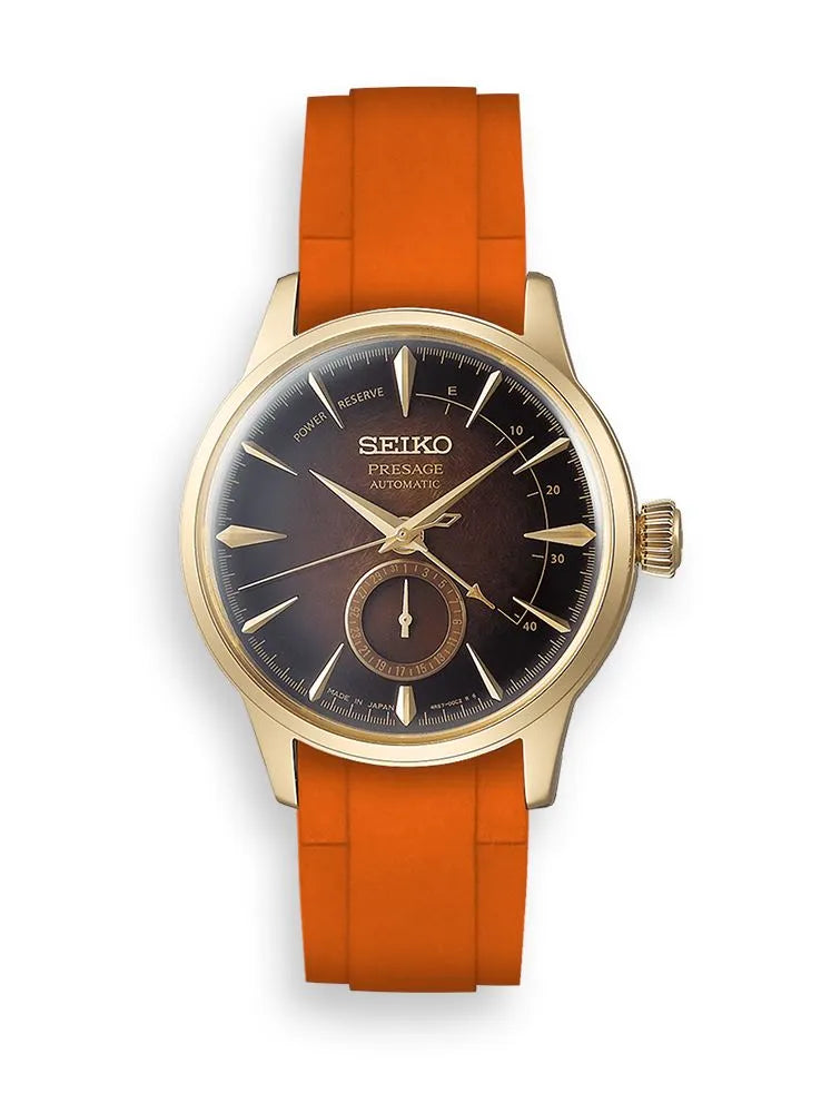 
                  
                    RUBBER STRAP FOR SEIKO� PRESAGE "COCKTAIL" BROWN AUTOMATIC MULTI-HANDS SSA34XXX ZEALANDE 
                  
                