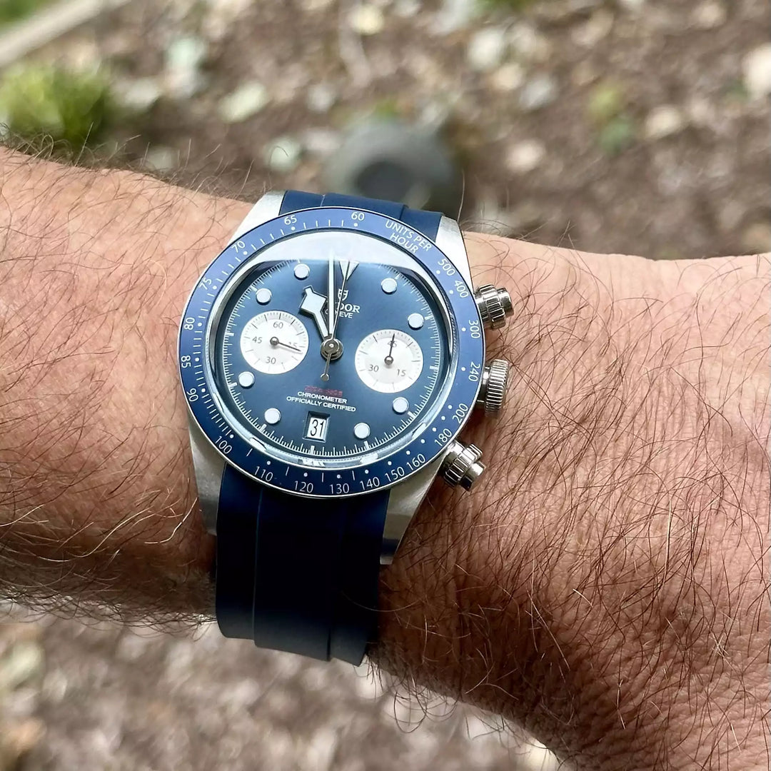 Wrist Tudor Black Bay 41 Blue Review Rubber Strap For Tudor® Black