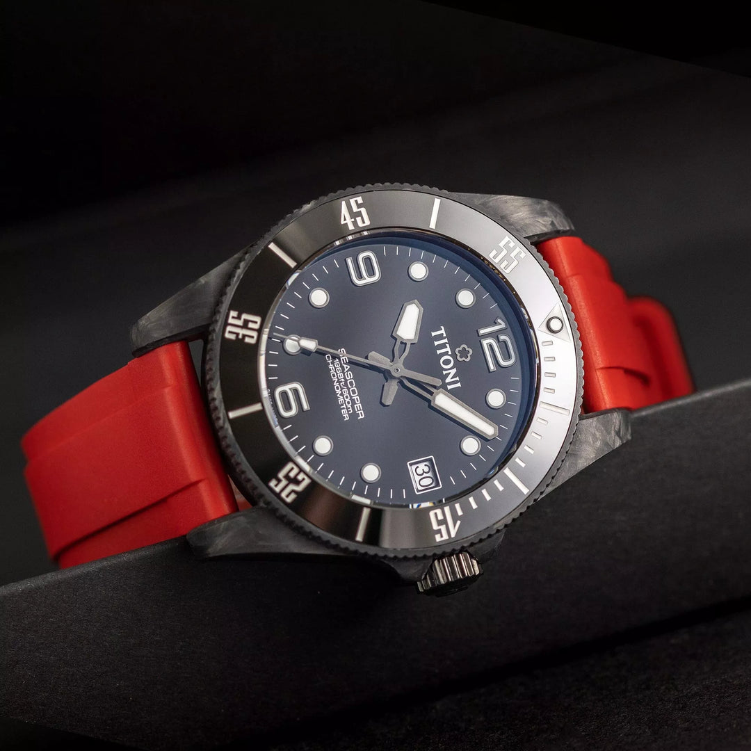 Straight Rubber Strap For Titoni Seascoper 600 CarbonTech - ZEALANDE