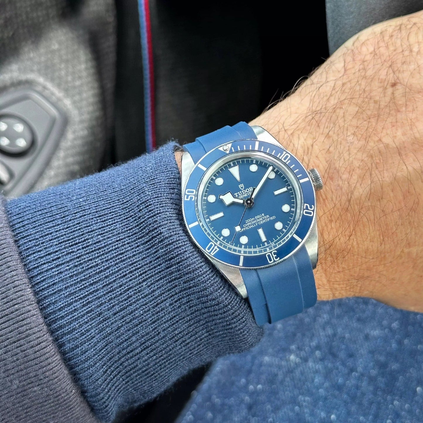 Rubber Strap for Tudor® BLACK BAY FIFTY-EIGHT Blue Rubber Straps ZEALANDE Blue Brushed 